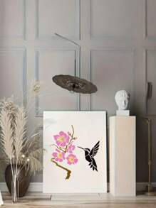 Set Of 4 Hummingbird Stencils, 7-Inch Reusable Bird, Floral, And Branch Painting Templates For Use On Wooden Signs, Murals, Canvas, Furniture, And Porch Decorations.,Back To School,School Supplies