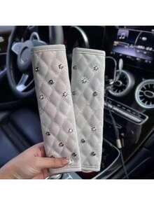 Car Seat Belts, Shoulder Protectors, Car Shoulder Protectors, Crown Studded Diamond Car Seat Belts - Black - View 7