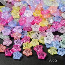 80pcs 10mm Crackle Heart & Star Shaped Beads For DIY Jewelry Making, Necklace, Earrings, Keychain, Phone Charm Accessories - Multicolor - View 5