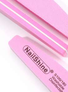 10 pezzi Lima per unghie in spugna a forma di mezzaluna, grana 100/180, alta elasticità per la manicure, rosa