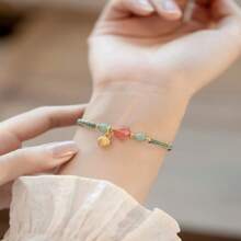 1pc Lotus Charm Braided Bracelet, Suitable For Women Daily Wear
