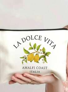 [Stylish Toiletry Bag] La Dolce Vita Toiletry Bag With Zipper | Stylish White Travel Organizer For Makeup, Stationery & More, Lightweight & Versatile Design