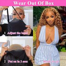 Deep Wave Human Hair Wigs Put On And Go Glueless Wigs Human Hair 13x4, 5x7, 4x4 Pre-Cut Lace Front  Wigs For Women 8A Grade Brazilian Lace Front Wigs All Seasons Must-Have! 1-Min Install Comfortable, Breathable, Daily Use, Parties, Dating - 間色 - 查看 7