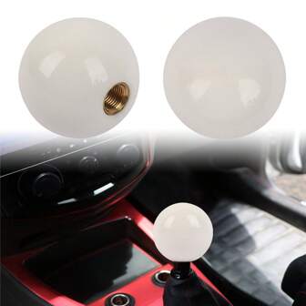 1 PC Spherical Car Shift Knob With Adapter, 2.17-Inch Vehicle Shift Lever Cover, Universal Waterproof And Durable Car Handle Knob Accessory, Suitable For Trucks And SUVs (White)