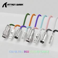 كابل لوحة المفاتيح الملفوف بالوان RGB فائقة C01 ، كبل طراز Aviator مخصص احترافي من USB-C لألعاب الكمبيوتر ، تصميم مزدوج مبطن مستقر ، من النوع C إلى USB-A فائق السرعة 2 م ، محول معدني قابل للفصل للاعبي الكمبيوتر