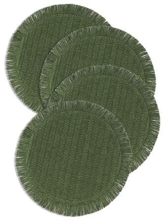 1/2/4/6/8 Pcs Bohemian Fringed Round Paper Placemats, Sunflower Design, Multi-Color, For Holiday Party, Hotel, Home