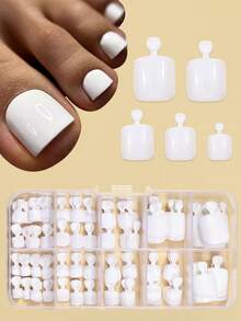 120Pcs Solid Color White Short Nail Art Fake False Toenails Press On Toe Nails Supplier Nail Supplies Nails - White - View 3