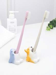 1 pieza Soporte creativo para cepillo de dientes de dibujos animados de animales, estante de almacenamiento adorable, decoración del hogar y baño de múltiples colores para el verano