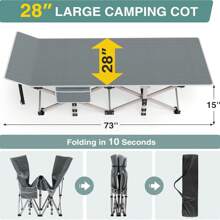 LITIDA Oversized Folding Bed Cot, Camping Cot With Carry Bag, 500lbs Support XXL, Portable Rollaway Guest Sleeping Cot With Mattress, Camp Cot Bed For Travel, Guest