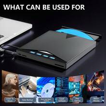 7 In 1 External CD DVD Drive With 4 USB A Ports And TF/SD Card Slots, USB 3.0 & Type CPortable CD/DVD Disk Drive Player Burner Reader Writer For Laptop Desktop PC Windows 11/10/8/7 Linux OS - Black - View 7