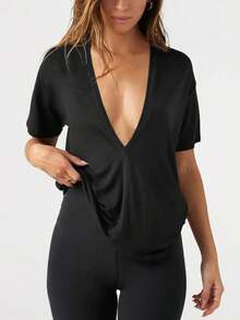 UNCLECAT Womens Deep V-Neck T Shirts Sexy Short Sleeve Tops Summer Oversized Tee Halloween Christmas New Year - màu nâu - Xem 7