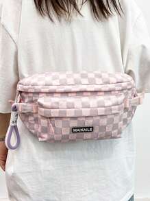 Bolso de pecho de cuadros - Bolso bandolera casual de unicolor para mujer, moda bolso de cintura diagonal de hombro