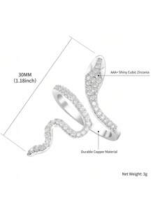 Adjustable Sparkling Crystal Snake Ring For Women And Teen Girls, Elegant Open Coil Design With Dazzling Cubic Zirconia In Chic Serpent Shape, Flexible Fit For Multiple Finger Sizes, Unique Statement Jewelry For Parties, Daily Wear, Fashion Events, Costume Occasions, Symbolic Serpent Ring With Glamorous Shine, Great Gift Idea For Bold And Stylish Women