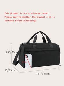 1pc Plain Color Fashion Gym Bag With Wet/Dry Compartments, Large Capacity Fitness Shoulder Bag, Short Trip Handheld Travel Bag, Outdoor Camping Clothes Storage Bag (Can Be Placed On Travel Suitcase) - Black - View 4