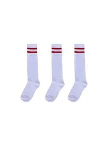 3 pares de calcetines de fútbol deportivos para niños, calcetines de fútbol de rayas de unicolor por encima de la rodilla para niños, calcetines altos adecuados para actividades al aire libre para niños y niñas de 3 a 9 años