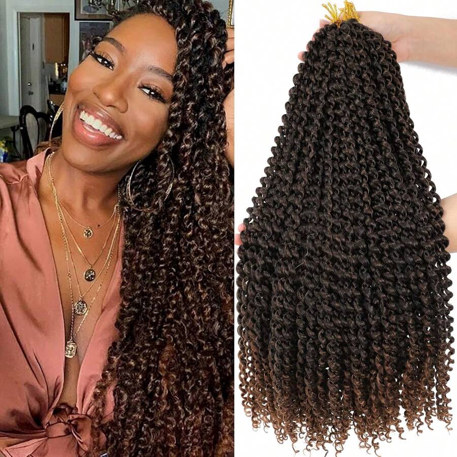 1/4/7 Packs 22inch Passion Twist Hair Water Wave Braiding Hair For Butterfly Style Crochet Braids Bohemian Hair Extensions,T30# - Brown Ombre - View 1