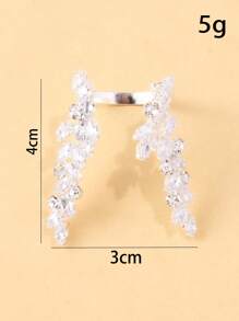 1pc Adjustable U-Shape Ring With Cubic Zirconia, Floral & Leaf Design, Versatile Accessory Ring