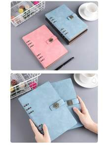 1 pieza Cuaderno de hojas sueltas A5 con calado, cubierta de PU de alta gama, diario de negocios vintage personalizado, planificador de estudio de oficina, 200 páginas