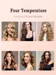 Automatic Curling Iron,Four Temperature Levels Can Be Selected,Rotating Curling Iron,Diameter 28mm, Rotating Curling Wand For Hair Styling, Light Pink