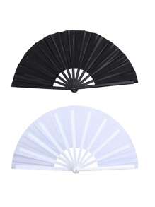 1/2pcs Hand Fans For Women Foldable - Rave Fan - Large Folding Fan | Nylon-Cloth Vintage Retro Fabric Fans Chinese Kung Fu Tai Chi Festival Dance Decorations Hand Held Fan,Stocking Stuffers Best Gifts Birthday