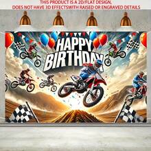 1pc 2D Off-Road Vehicle Themed Motorcycle Racing Birthday Party Decoration Background Cloth, Photography Studio Prop