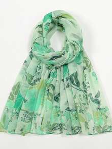 1 pieza Pañuelo de gasa de poliéster con estampado de flores, versátil para primavera, verano, otoño e invierno - Multicolor - Ver 8