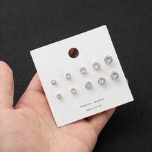 10/18pcs Shiny Magnetic Earrings, Stainless Steel & Cubic Zirconia Decorated Non-Pierced Jewelry, Unisex Magnetic Earrings - Bạc - Xem 17