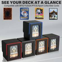 Magnetic Card Deck Box For TCG Storage, Holds 100 Double-Sleeved Cards - Black & Blue - View 10