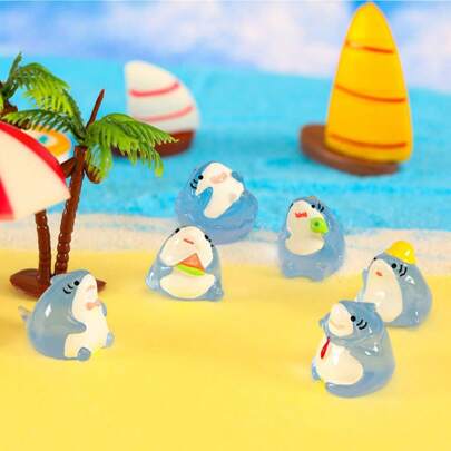 5/10/20 قطعة ضوء ليلي DIY كرتون حيوان ساخر قرش مضيء، حيوان صغير من الراتنج ، لعبة صغيرة ، اكسسوارات ديكور يدوية ، قرش كرتوني مضحك يضيء في الظلام