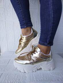 Women Casual Shoes - Gold - View 2