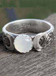Anillo de media luna, anillo de fase lunar, anillo de la triple diosa, joyería de diosa, fases lunares, luna llena, anillo bohemio
