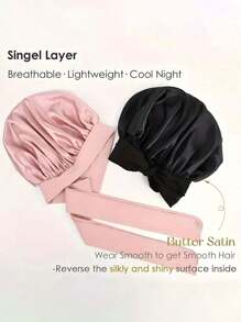 1pc Luxurious Satin & Silk Bonnet For Sleeping - Adjustable Comfort Fit With Tie Band - Unisex Night Hair Protection For Men & Women Home Bathroom Decor Summer Bonnet Queen Silk Bonnet Satin Bonnet Hair Bonnet For Sleeping Braid Bonnet Adjustable Bonnet Tie Bonnet Night Cap Sleep Bonnet For Women Curly Hair Travel Essentials Travel Accessories Vacation Holiday Back To School