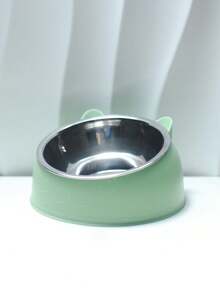 1pc Detachable Inclined Neck Protection Stainless Steel Cat Bowl - Multicolor - View 10