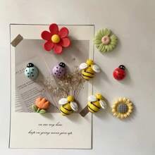 10pcs Flower, Bee, Ladybug, Plant Shaped Fridge Magnets, Cute Decorative Magnets, Personalized Refrigerator Stickers For Kitchen, Office, Whiteboard, Storage Cabinets And Dishwasher, Kitchen & Home Decoration, Christmas/Birthday Gifts Holiday And Party Favors