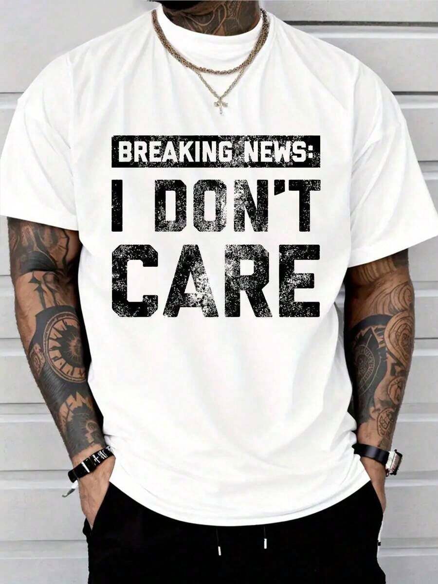 PAYEAH Funny T-Shirt Breaking News L Don't Care Shirt (Single Piece)100% Cotton 220g Heavy Cotton T Shirt100% Cotton Fabric Is Soft And Breathable