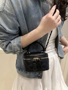 Lightweight Mini Chain Bag Quilted Handbag Bucket Bag Suitable For Young Girls, College Students And Office Workers - Black - View 4