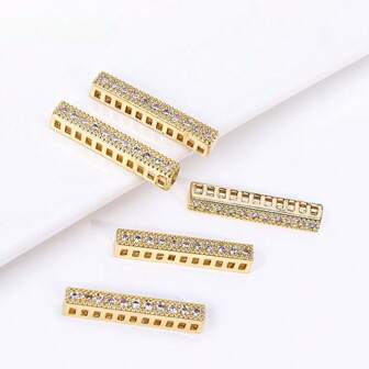 18K Gold Plated Brass Spacer Bars,Cuboid Rows Separator,Inlaid Zirconia Accessories DIY Spacer Bars,Supplies For Jewelry