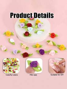 20/50/100 Stücke Mini handgemachte Rose Blume Satinband Rosetten Stoff Applikationen für Hochzeitsdekoration, Basteln, Nähzubehör