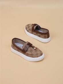 Kids' New Breathable Floral Print Simple Slip-On Casual Sneakers - Khaki - View 7