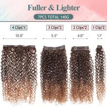 夹式接发 - 140克合成深棕色夹式接发，杰瑞卷发接发，适用于接发片（T30# 24英寸）（7片装）