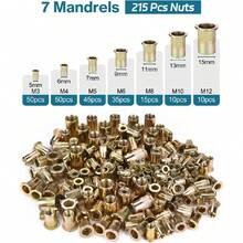 Rivnut Tool Kit, 16" Rivet Nut Tool With 215pcs Nuts Heavy Duty Rivet Gun M3 M4 M5 M6 M8 M10 M12 7 Mandrels Rivet Nut Gun Rivet Tool Professional Hand Rivet Setter - 16 Inch - View 2