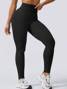 NcmRyu 1件装女士时尚弹力户外徒步、跑步、健身、瑜伽、普拉提训练紧身裤 - 黑色 - 查看 4