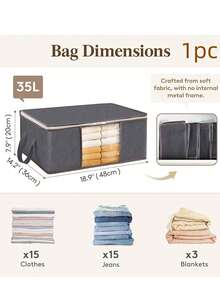 3pcs Foldable Storage Bags For Home Organizing, Household Storage Containers For Clothes, Bedding, Sweaters, Pillows, Closet Organizers - Medium Gray - View 23