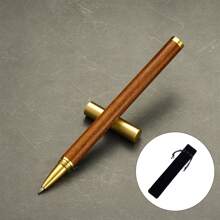 1 pezzo Penna a sfera in ottone/Astuccio in velluto, realizzato in ottone e legno massello, aspetto semplice ed elegante, basso profilo e retrò, punta in carburo di tungsteno ad alta precisione, scrittura fluida, design a spirale all'interno del cappuccio, design ergonomico, adatto come penna regalo, penna per affari, penna per firmare, regalo, premio scolastico e regalo di incentivazione, forniture per ufficio e scolastiche, articoli per il ritorno a scuola