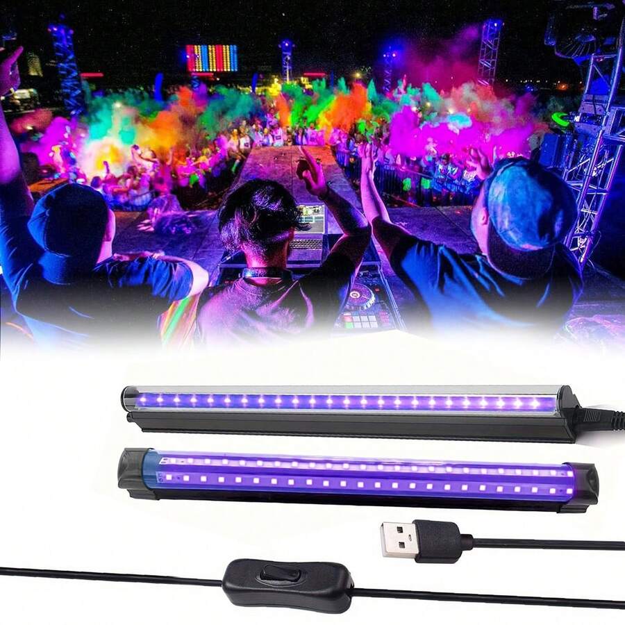 1 pieza Barra de Luz Negra de LED UV T5 de 5W con Interruptor de Encendido/Apagado, Luz Negra Portátil a través de USB, para Ambiente Festivo de Halloween, Dormitorio y Diversión - Morado - Ver 1