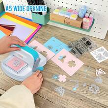 Wide - Verwendung Die - Schneiden und Prägen Maschine - Sichere Hand - Kurbel, Robuste ABS & Legierungsstahl - Tragbar für Papierkunst - Weiss - Übersicht 6