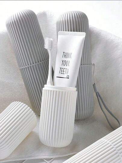 旅行漱口杯、牙刷牙膏收纳盒、便携式牙刷杯、旅行洗面奶套装、海滩、秋季度假装饰、返校旅行必备品