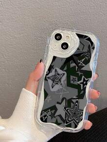 Gothic Star Design Black Phone Case For IPhone 16 Pro/15 Pro Max/13 Plus/14/12/11/XS - Edgy Stylish Shockproof Cover - Cool Alternative Gift - Clear - View 1