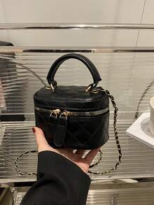 Lightweight Mini Chain Bag Quilted Handbag Bucket Bag Suitable For Young Girls, College Students And Office Workers - Black - View 8