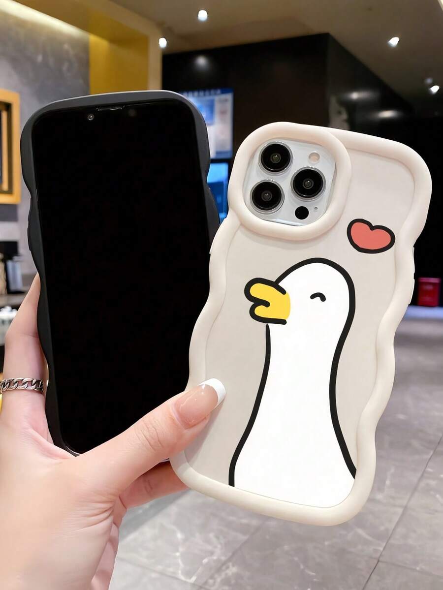 1 Stück Ente Dopamin Macaron Design süßer großer Gänsewellen Handyhülle kompatibel mit Apple 16/ Redmi Note 11 4G/ Galaxy A55/ Infinix Note 30/ Moto E30/ Camon 20/ Camon 20 Pro 4G/ Spark 8C/ Spark Go 2022/ Smart 7, Smart 8